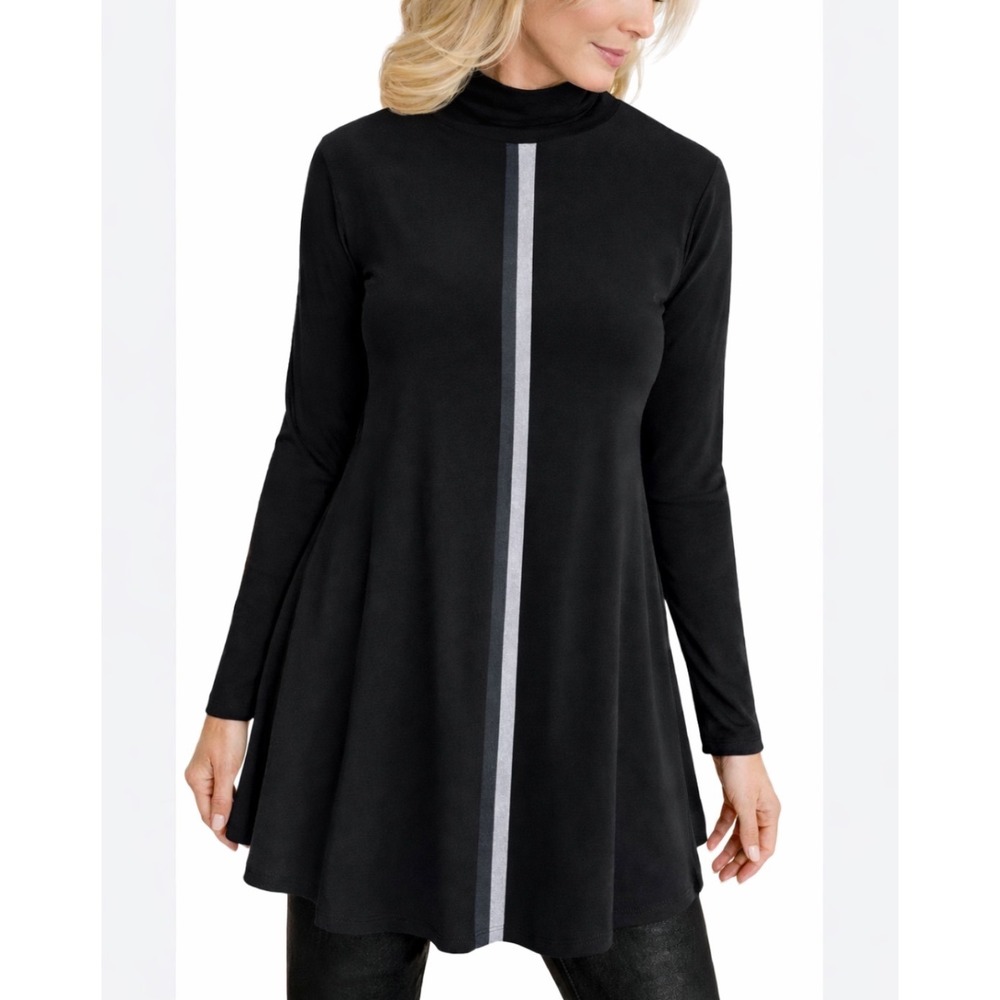Sympli Canada Black Underline Turtleneck Tunic Dress‎ Womens Size 10 Long Sleeve